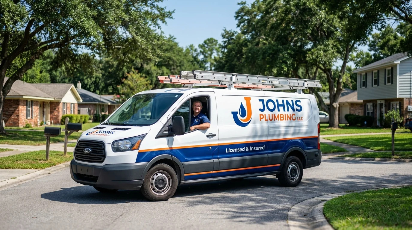Johns Plumbing LLC service van in Norwood, PA