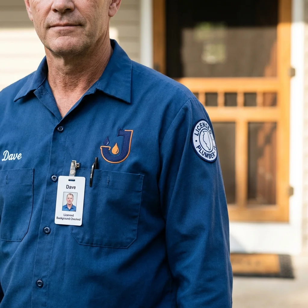 Licensed plumber showing ID badge in Norwood, PA